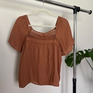 Abercrombie & Fitch Cropped Flutter Sleeve Top